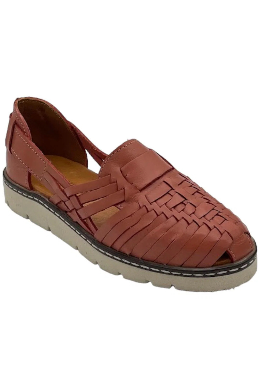 BEARPAW Lena Women's Leather Huaraches Sandal Coral - Medium